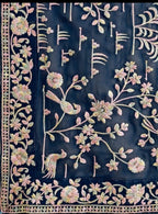 Vamika Embroidery Rama Green Georgette Bollywood Saree - Distacart
