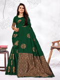 Vedant Vastram Litchi Silk Designer Banarasi Saree - Green - Distacart