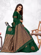 Vedant Vastram Litchi Silk Designer Banarasi Saree - Green - Distacart