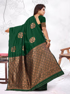 Vedant Vastram Litchi Silk Designer Banarasi Saree - Green - Distacart