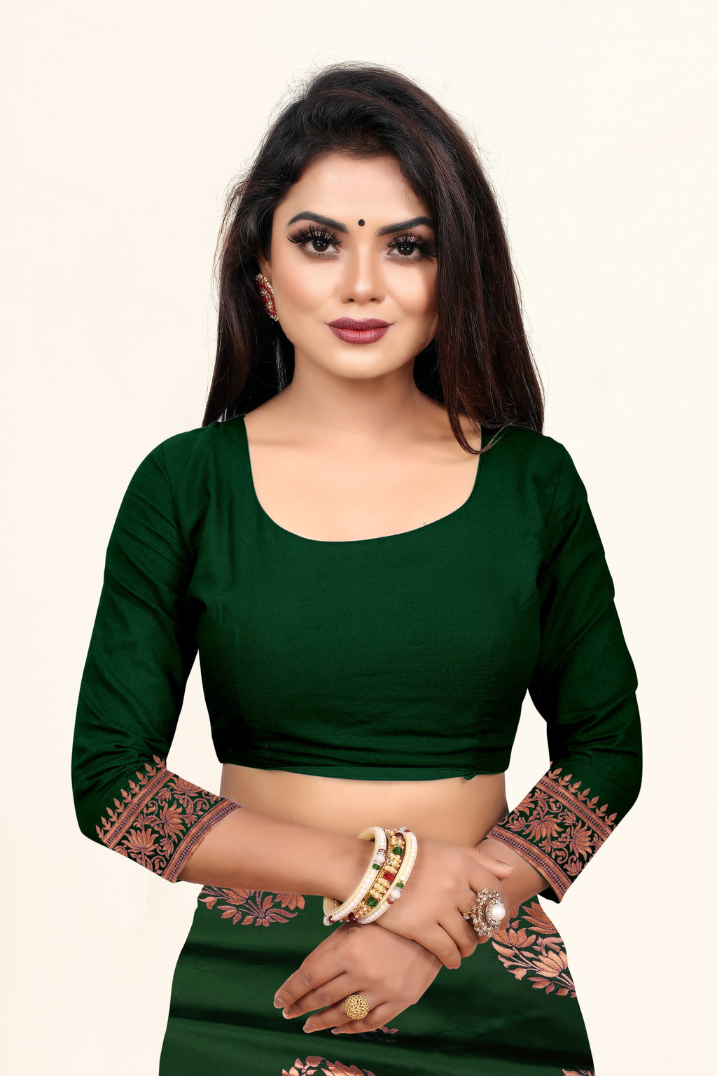Vedant Vastram Litchi Silk Designer Banarasi Saree - Green - Distacart