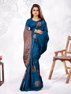Vedant Vastram Litchi Silk Designer Banarasi Saree - Rama - Distacart