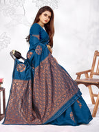 Vedant Vastram Litchi Silk Designer Banarasi Saree - Rama - Distacart