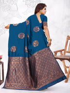 Vedant Vastram Litchi Silk Designer Banarasi Saree - Rama - Distacart
