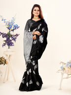 Vedant Vastram Litchi Silk Designer Banarasi Saree - Black - Distacart