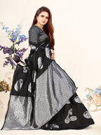 Vedant Vastram Litchi Silk Designer Banarasi Saree - Black - Distacart