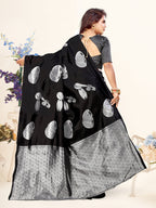 Vedant Vastram Litchi Silk Designer Banarasi Saree - Black - Distacart