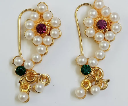 Elite Trading Marathi Nath for Women (Without Piercing) Traditional Maharashtrian Nose Ring Pair of Clip-On Nath for Wedding