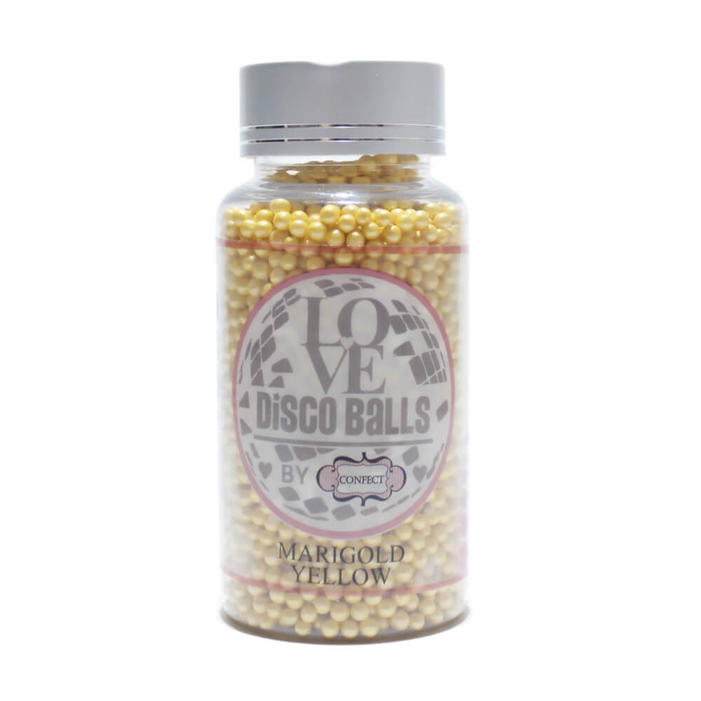 confect marigold yellow disco balls sprinkles 4 mm 120 gms