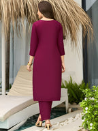 The52 Women's Gorgeous Rayon Embroidery Straight Kurta with Pant And Dupatta Set - Distacart