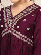 The52 Embroidered Vichitra Silk Fabric Straight Kurta, Pant and Dupatta Set - Distacart