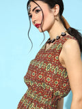 Yufta Maroon Printed Jumpsuit