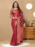 Lorenvalley Fashion Maroon Soft Katan Silk Woven Design Copper Zari Weaving Saree