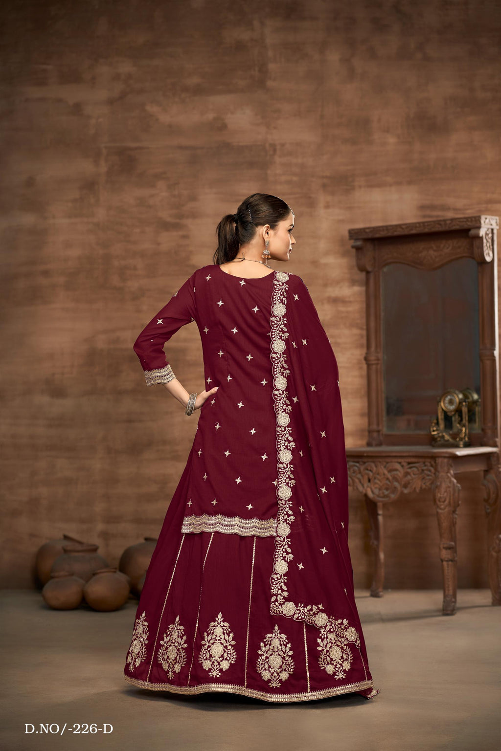 Anaita Violet Premium Embroidered Vichitra Silk Lehenga Style Suit - Distacart