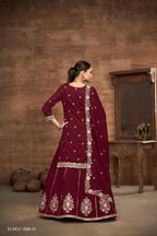 Anaita Violet Premium Embroidered Vichitra Silk Lehenga Style Suit - Distacart