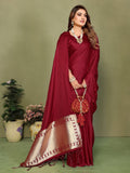Anaita Maroon Zari Weaving Work Satin Silk Saree With Blouse - Distacart