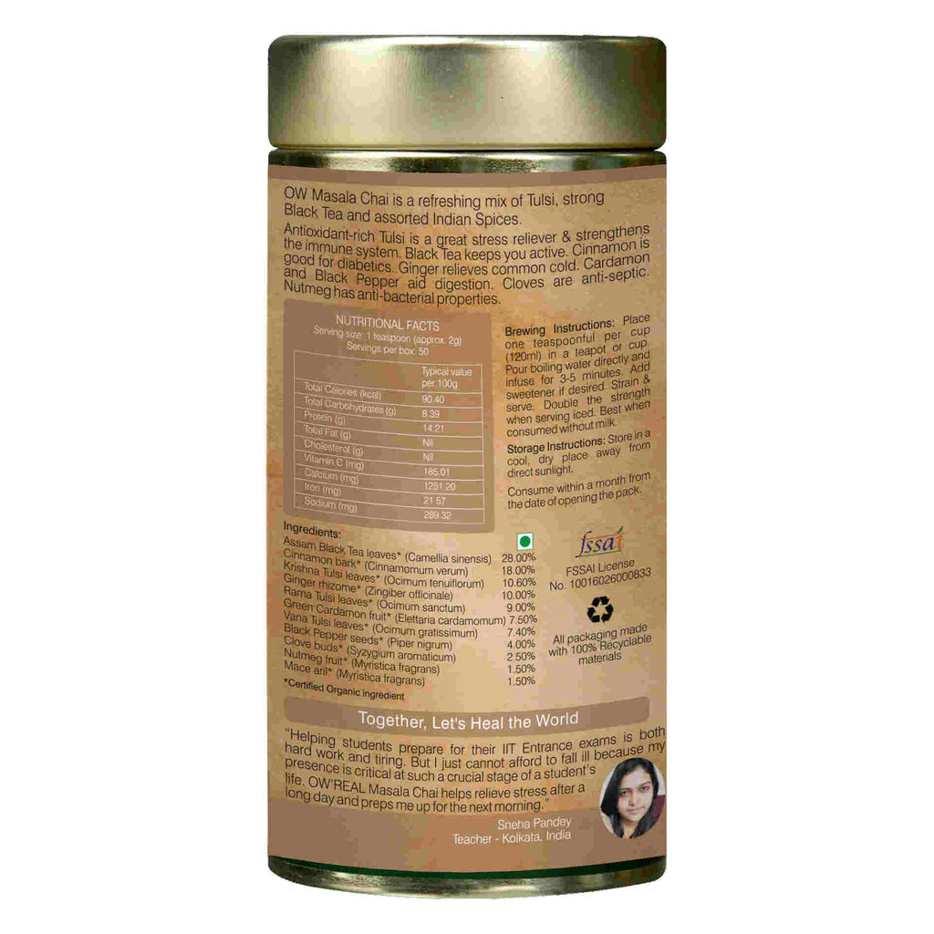 Organic Wellness Ow'Real Masala Chai Tin - Distacart