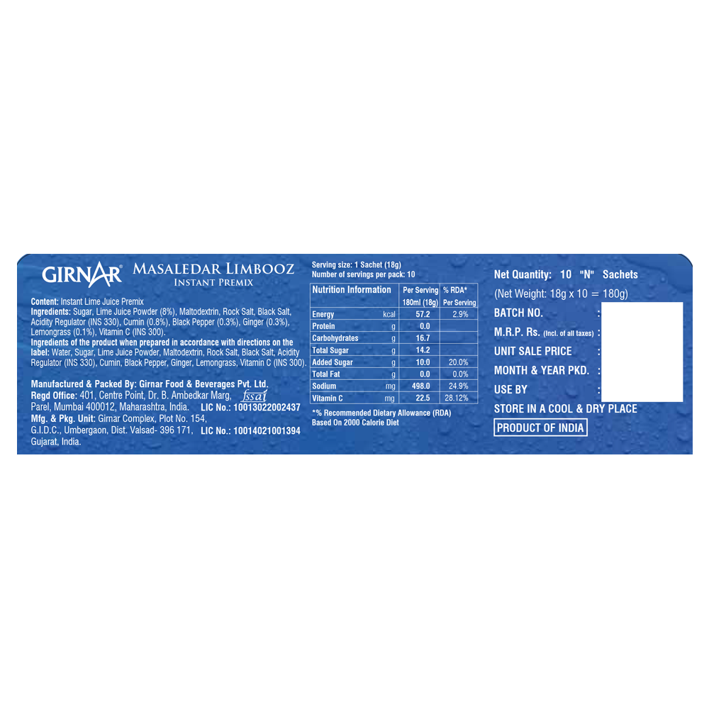 Girnar Instant Premix Masaledar Limbooz - Distacart