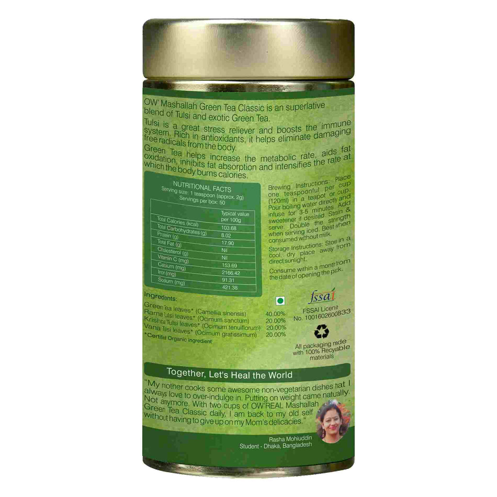 Organic Wellness Ow'Real Mashallah Green Tea Classic Tin Pack - Distacart