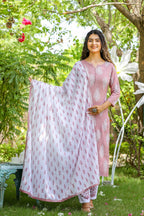 Yufta Mauve & Off White Printed Dupatta Set