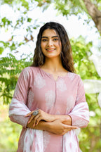 Yufta Mauve & Off White Printed Dupatta Set