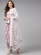 Yufta Mauve & Offwhite Printed Dupatta Set