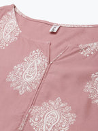 Yufta Mauve & Offwhite Printed Dupatta Set