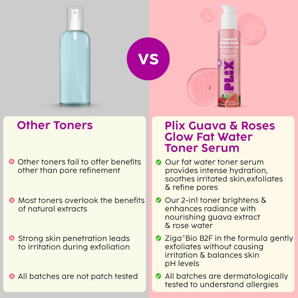PLIX The Plant Fix Guava & Roses 2-in-1 Fat Water Toner Serum Hydrates Skin & Balances pH Levels