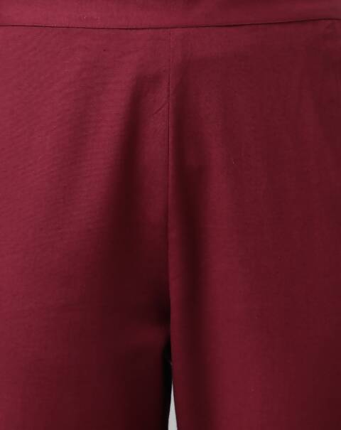 FIORRA Women's Maroon Rayon Silk A-Line Kurta Set