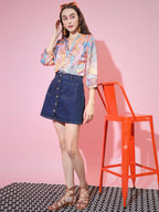 Myshka Women's Multi Printed V-Neck Top