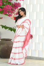Beatitude White Cotton Handloom Saree