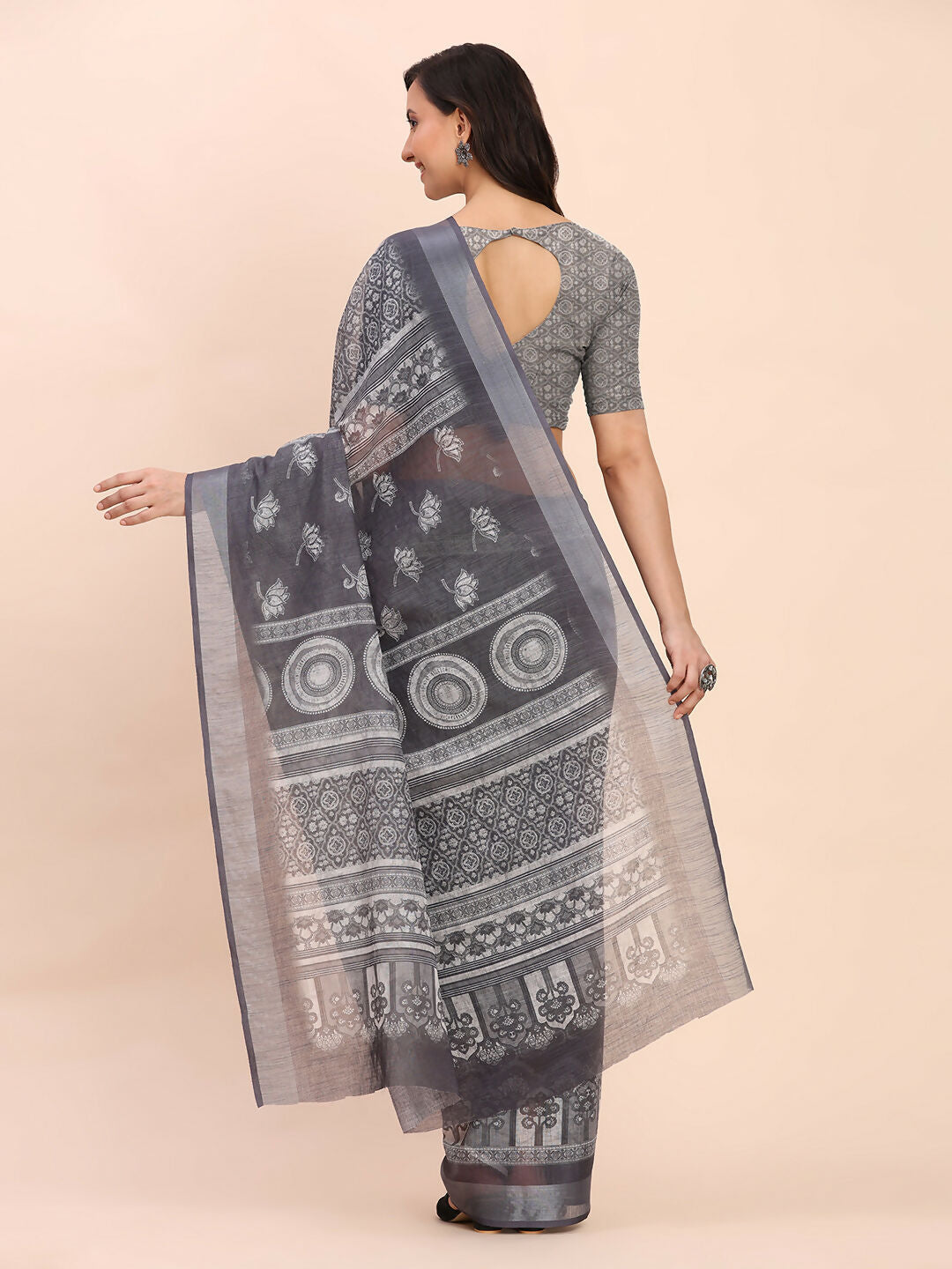 Shree Shyam Fashion Linen Cotton Black Saree - Distacart