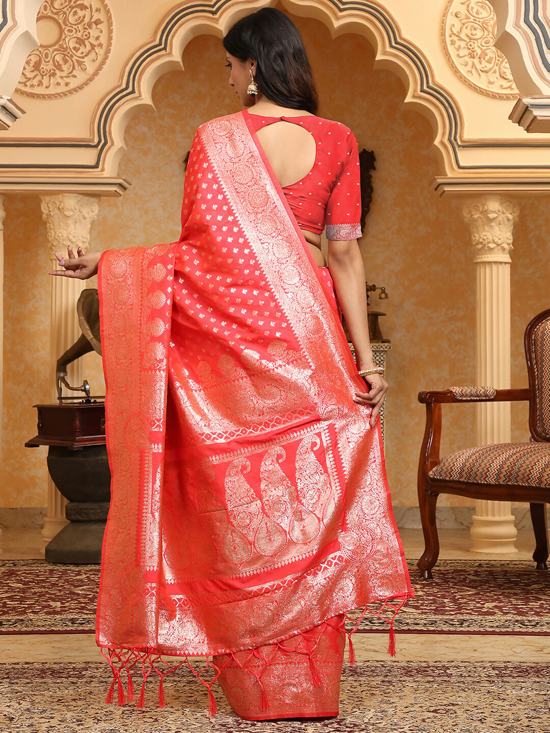 Shree Shyam Fashion Banarasi Silk Pink Saree - Distacart