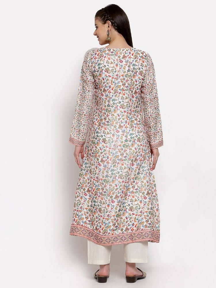 Myshka Women's Multi Cotton Printed Full Sleeve Round Neck Casual Kurta
