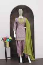 Anaita Lavender Embroidered Silk Stitched Dhoti Suit - Distacart