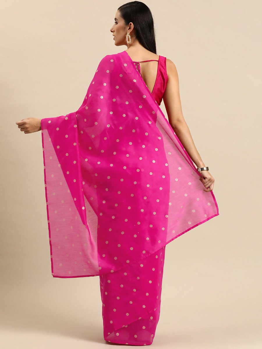 Ahalyaa Women's Traditional Semi Stitch Saree - Fuchsia