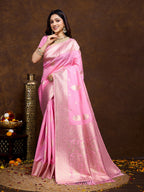 Vedant Vastram Banarasi Silk Fashion Saree - Pink