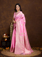 Vedant Vastram Banarasi Silk Fashion Saree - Pink