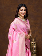 Vedant Vastram Banarasi Silk Fashion Saree - Pink