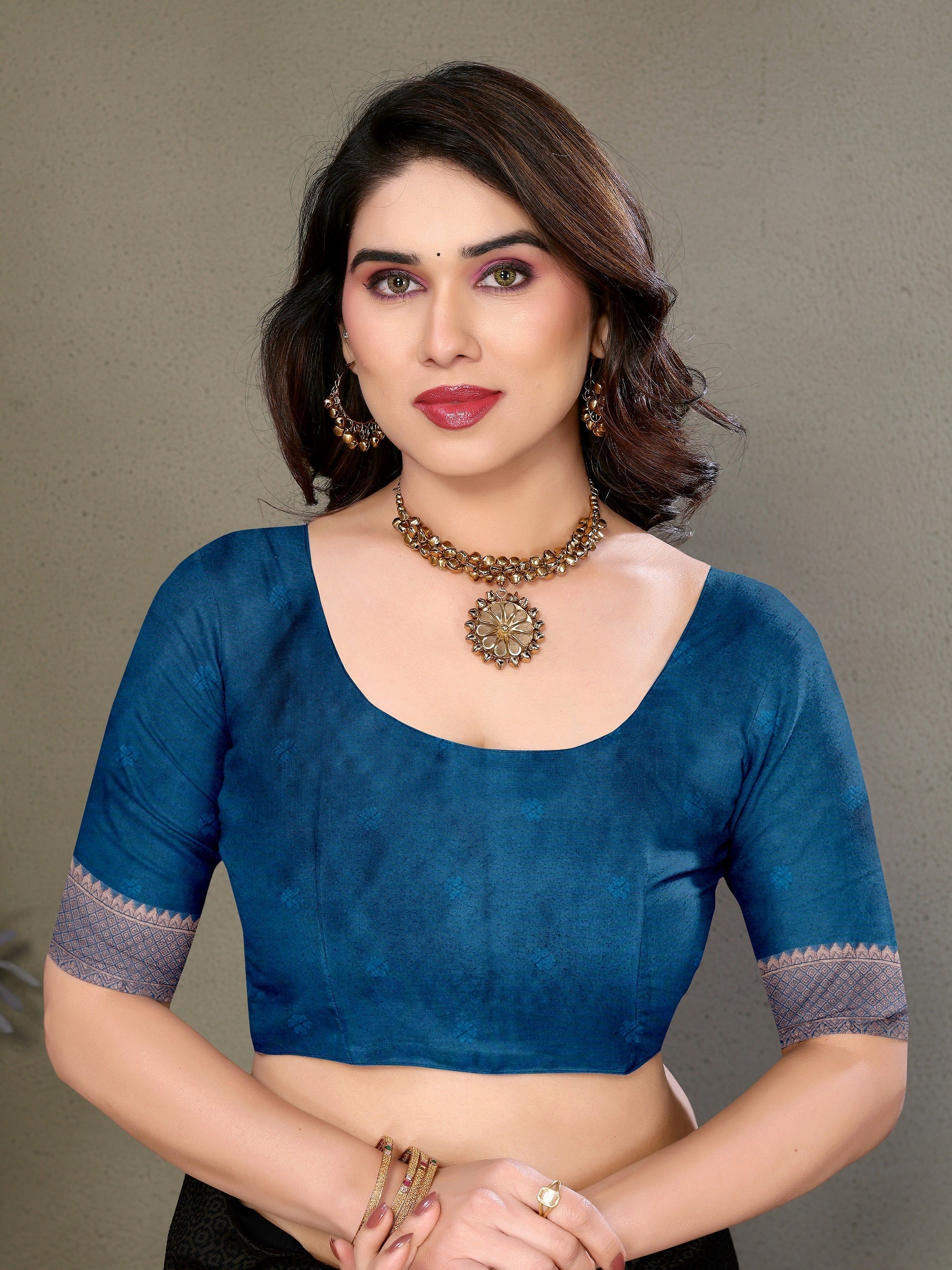 Vedant Vastram Litchi Silk Banarasi Silk Saree - Rama - Distacart
