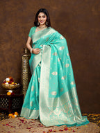 Vedant Vastram Banarasi Silk Fashion Saree - Seegreen