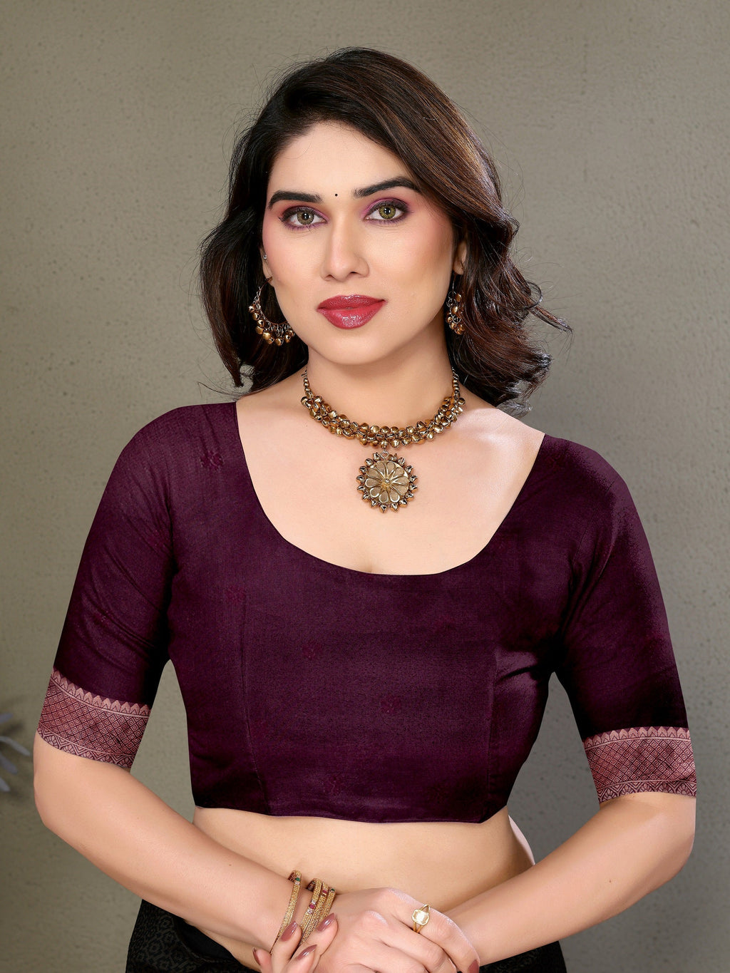 Vedant Vastram Litchi Silk Banarasi Silk Saree - Wine - Distacart