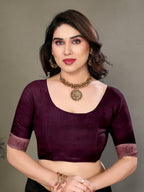 Vedant Vastram Litchi Silk Banarasi Silk Saree - Wine - Distacart