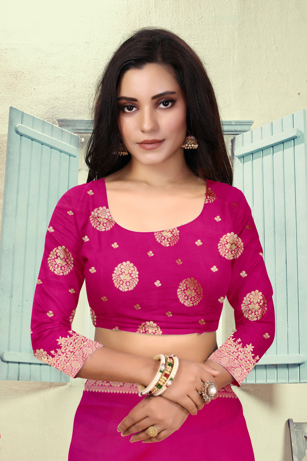 Vedant Vastram Litchi Silk Designer Banarasi Saree - Magenta - Distacart