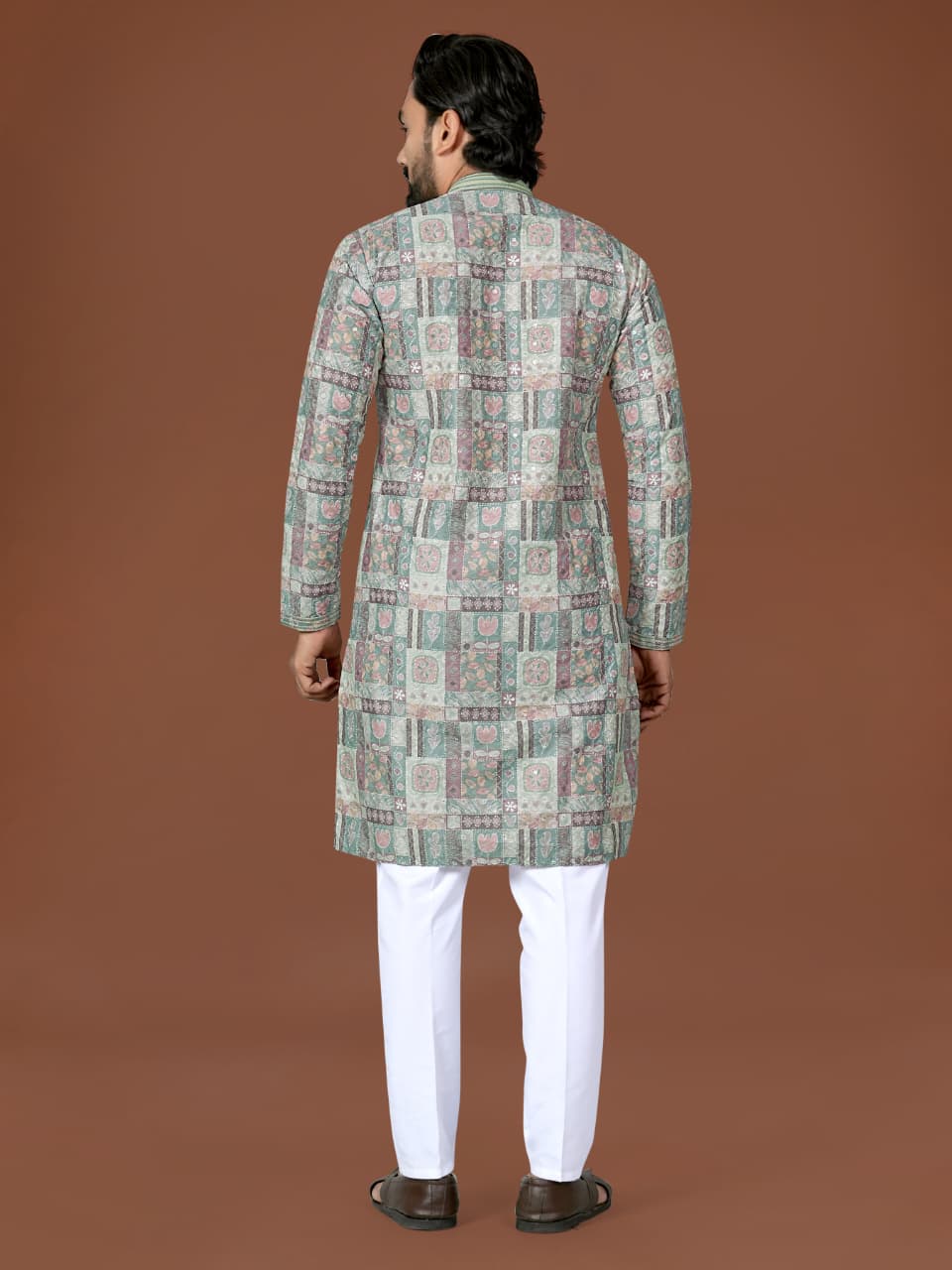 Anaita Mehendi Lucknowi Silk Straight Kurta