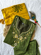 Lorenvalley Fashion Mahendi Roman Silk Hand Work Kurta Pant with Dupatta - Distacart