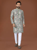 Anaita Mehendi Lucknowi Silk Straight Kurta