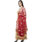 A R SILK Net Zari Flower Fancy Dupatta Mehroon Color Dupatta or Chunni