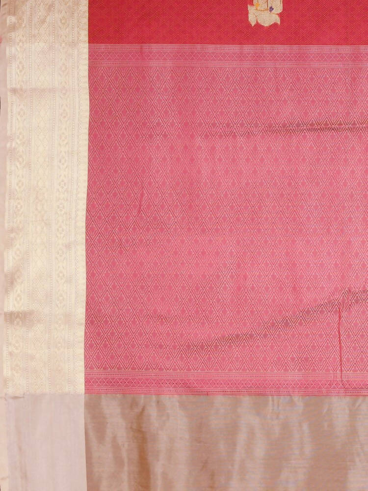 Kalamandir Floral Peach Silk Blend Saree