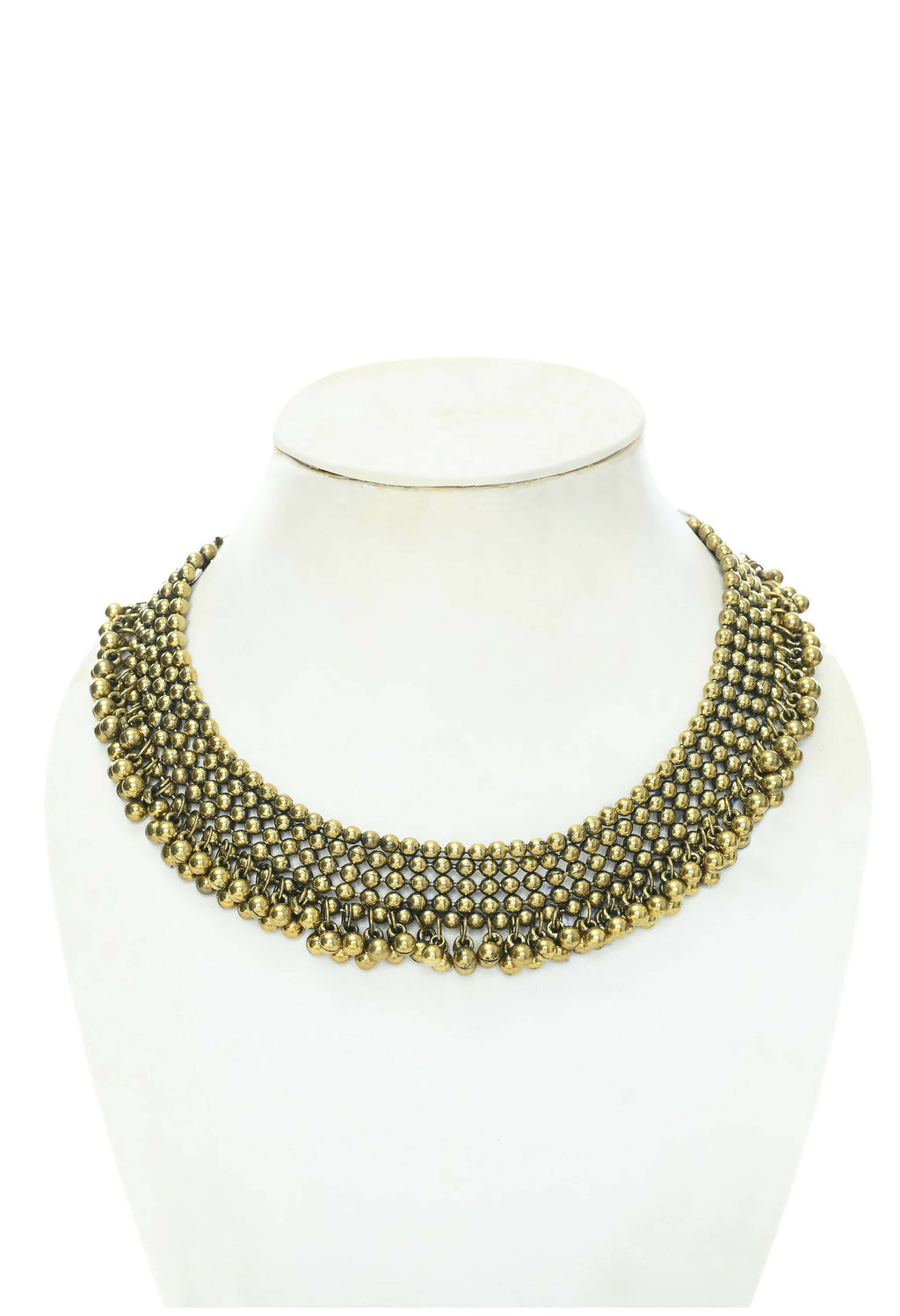 Mominos Fashion Johar Kamal Oxidised Gold-Plated Brass Finish Ghungroo Design Choker Set - Distacart